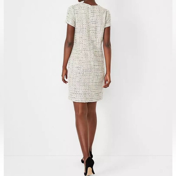 Ann Taylor Ivory Shimmer Tweed Shift Dress Size 4 - Picture 8 of 8
